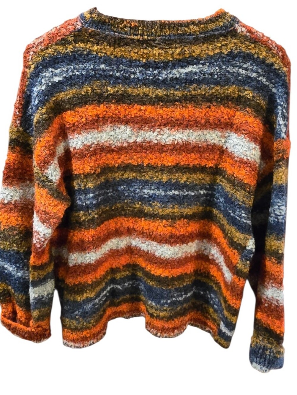 Modern Retro Multi-Color Striped Textured Knit Sweater - Picture 6 of 6